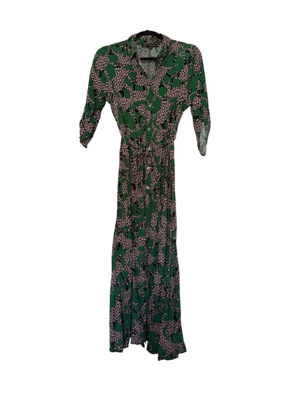 Alex & Parker Leopard Animal Print Shirt Dress Midi Button Down Size Medium